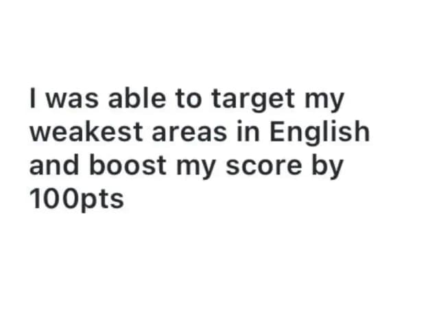 Student testimonial about score improvement